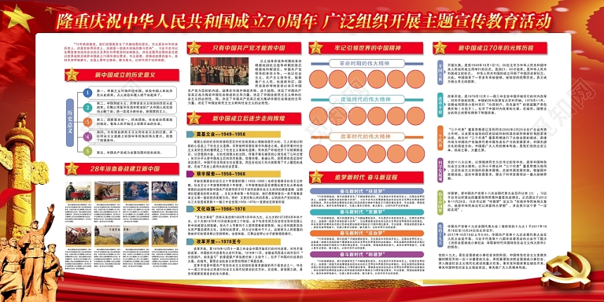 红色大气国庆节庆祝中华人民共和国成立展板宣传栏