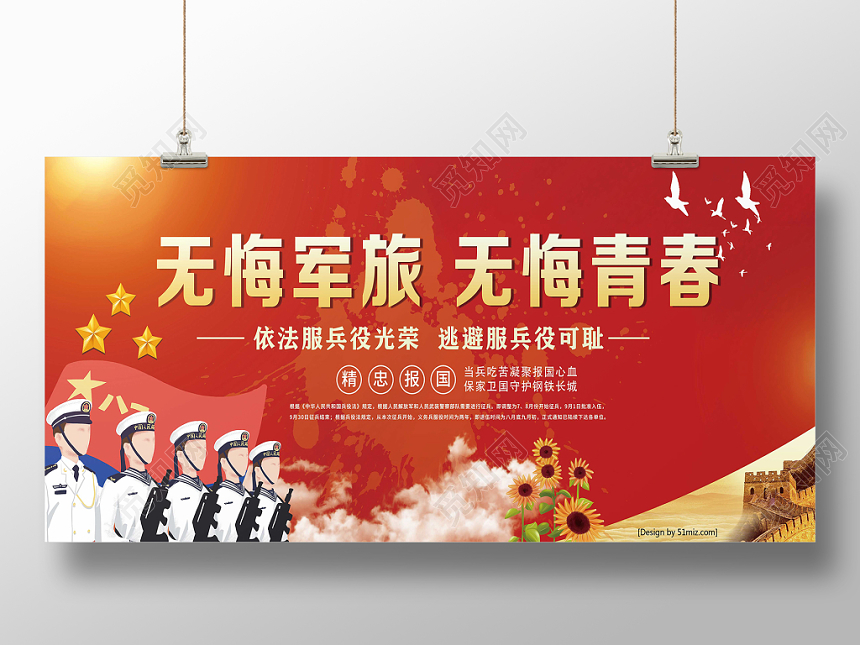 卡通红色征兵党建党政党课宣传展板