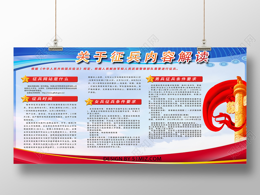 简约蓝色征兵内容党建党政党课展板