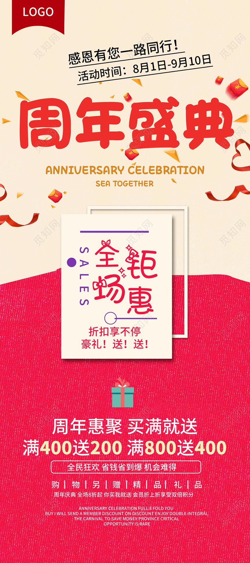 周年庆典全场钜惠买满就送商场周年促销宣传展架易拉宝展板