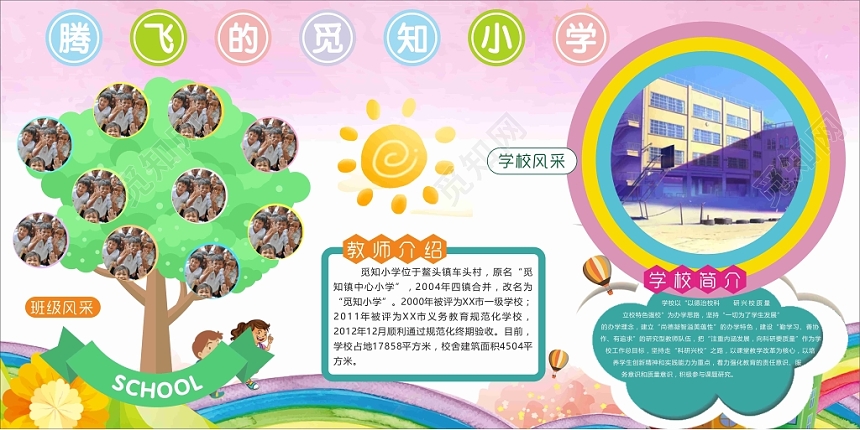 照片展板学校简介宣传儿童教育多彩风平面设计展板