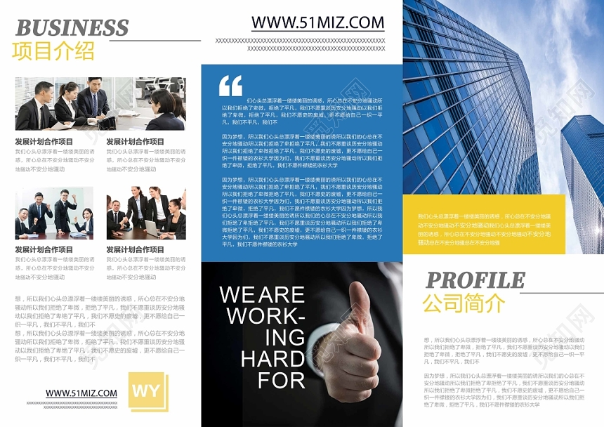 蓝色现代风企业商务合作宣传折页