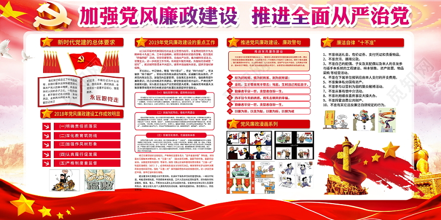 2019加强党风廉政建设推进全面从严治党党建党政党课宣传栏