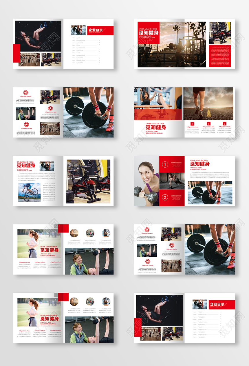 红色简约运动健身养身画册宣传册