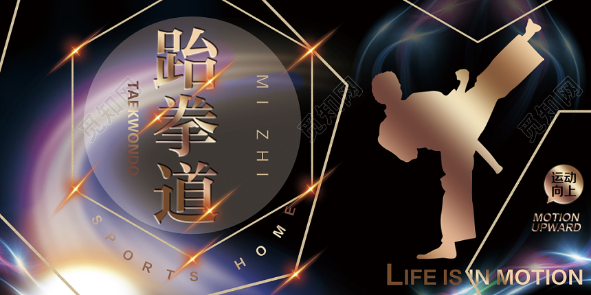 酷黑跆拳道广告设计宣传促销展板