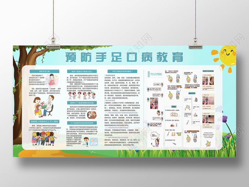 健康教育卡通预防手足口病教育科普展板设计