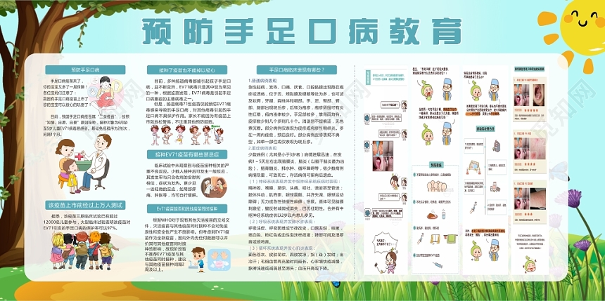 健康教育卡通预防手足口病教育科普展板设计