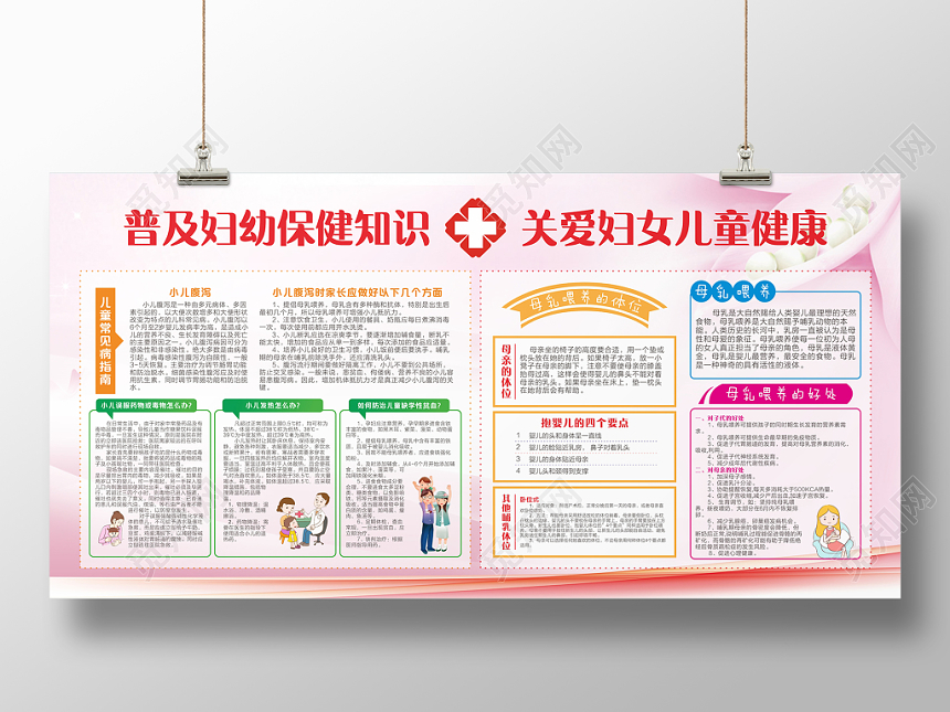 健康教育妇幼保健知识母乳喂养宣传展板设计