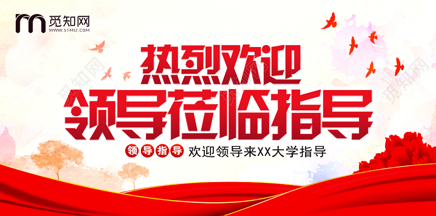 简约风热烈欢迎领导莅临指导宣传展板