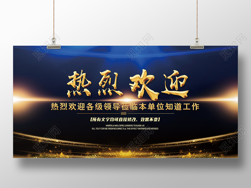黑色大气热烈欢迎领导莅临指导宣传展板