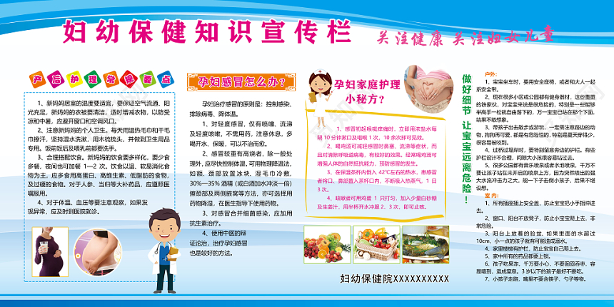 蓝色妇幼保健知识健康宣传栏医院宣传栏