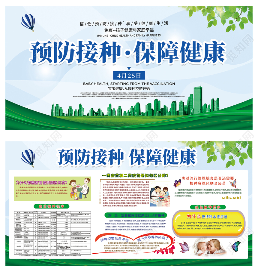 防疫接种保障健康疫苗宣传展板设计