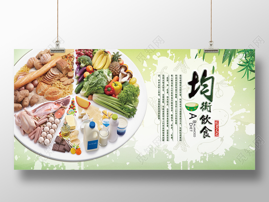 活动宣传绿色环保均衡饮食餐厅展板