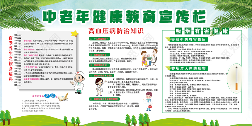 简约中老年健康教育宣传栏