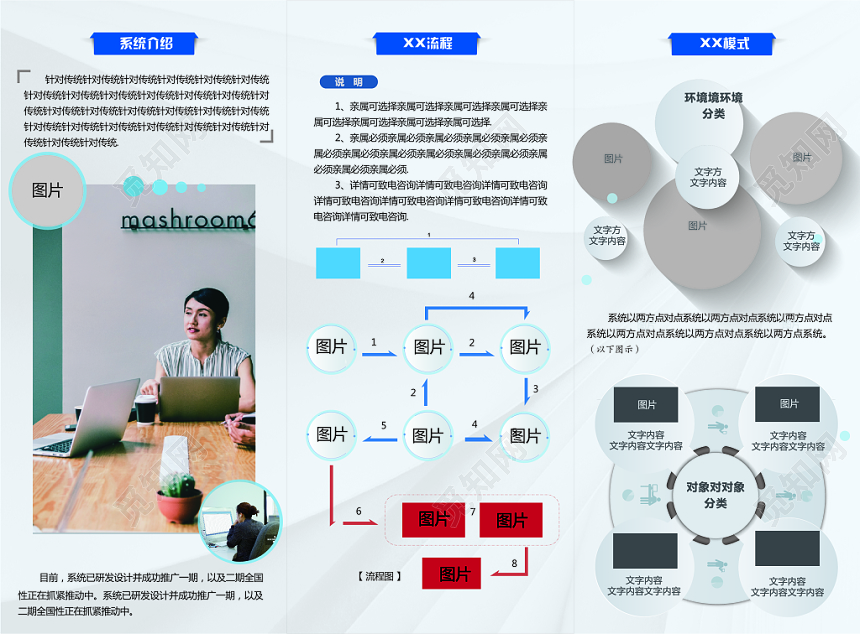 蓝色简约风品牌企业产品构思三折页