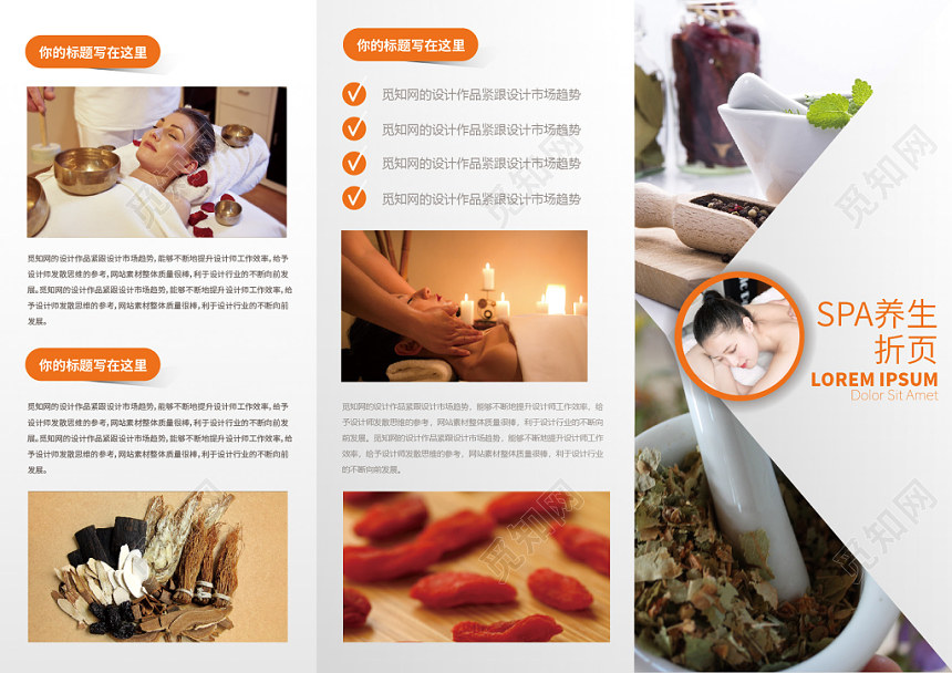 橙色养生SPA养生宣传折页