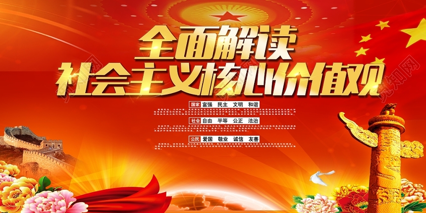 红色党课党建党政社会主义核心价值观宣传栏