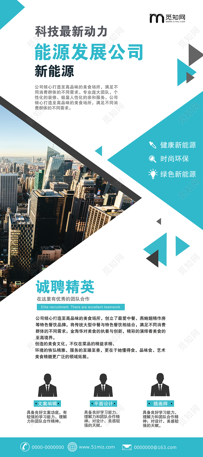 活动宣传大气新能源发展公司招聘展板易拉宝展架