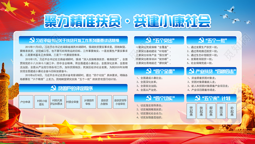 聚力精准扶贫共建小康社会党建党课党政展板