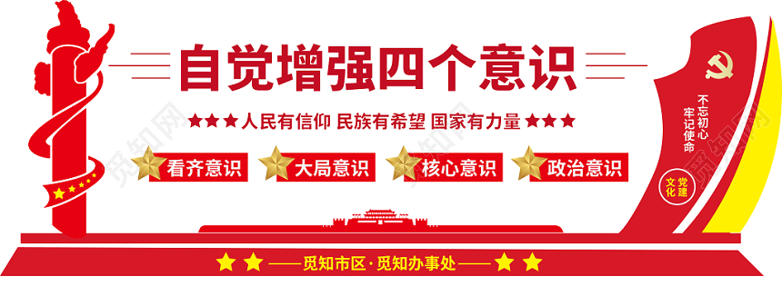 自觉增强四个意识看齐意识大局意识核心意识政治意识党建文化墙