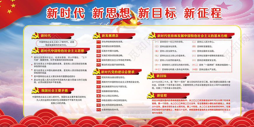 红色大气党政党建党课砥砺奋进继往开来新时代标语展板