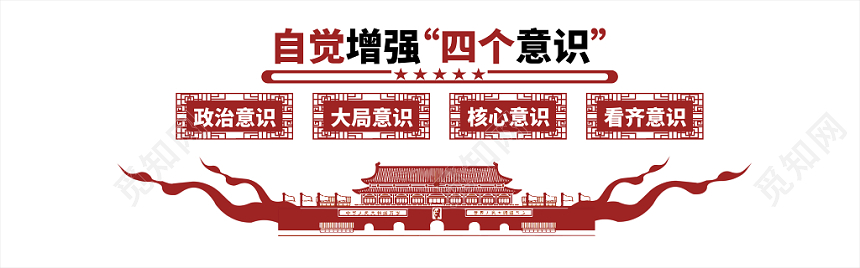 党建党课党政自觉增强四个意识文化墙宣传模板