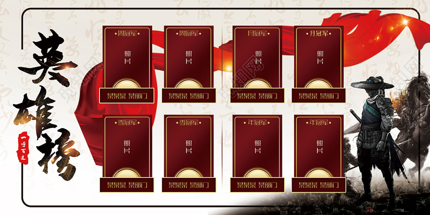 简约大气复古英雄榜优秀员工光荣榜展板