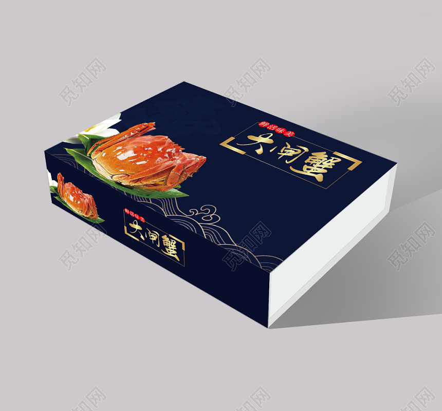 高端奢华黑色配色大闸蟹包装设计模板