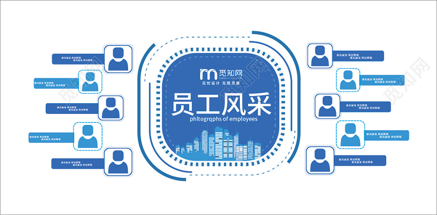 简约蓝色员工风采宣传展板