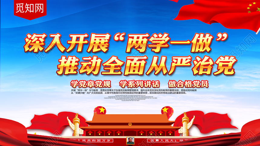 党建党课党政2019蓝色大气两学一做单面展板