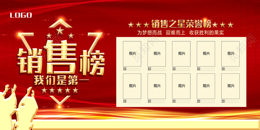 红色大气销售排行榜展板