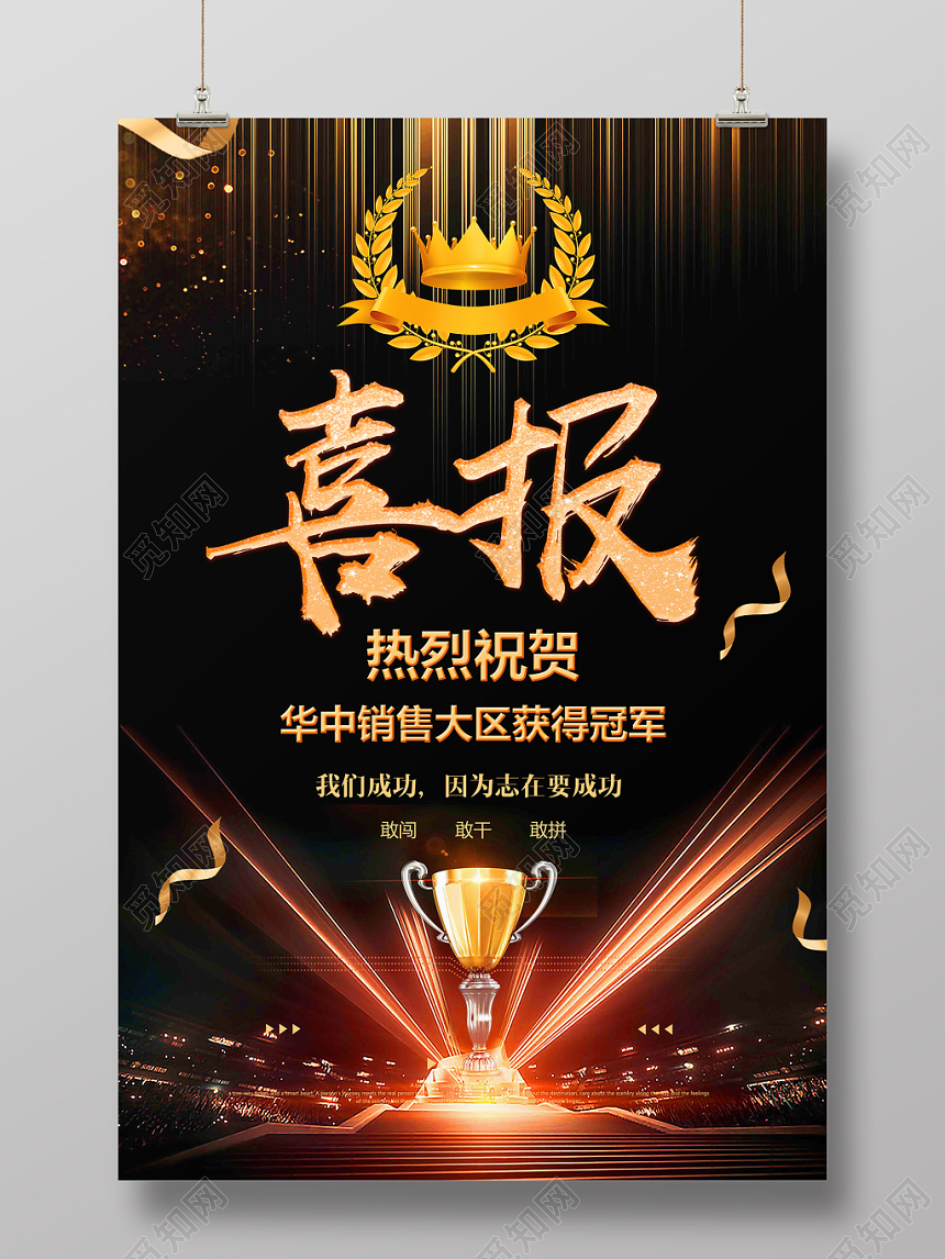 模板喜报员工业绩战报红色简约年终盛典海报