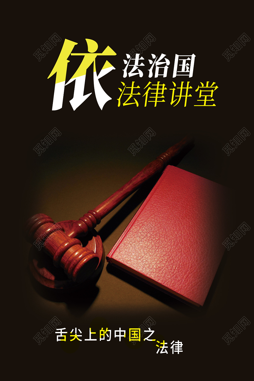 黑色大气简洁党政党建党课依法治国法律讲堂海报