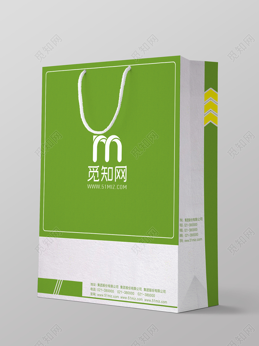 清爽浅绿色科技公司手提袋