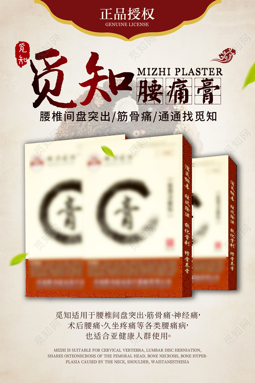 中国风传统医疗中医中药腰痛膏膏药海报