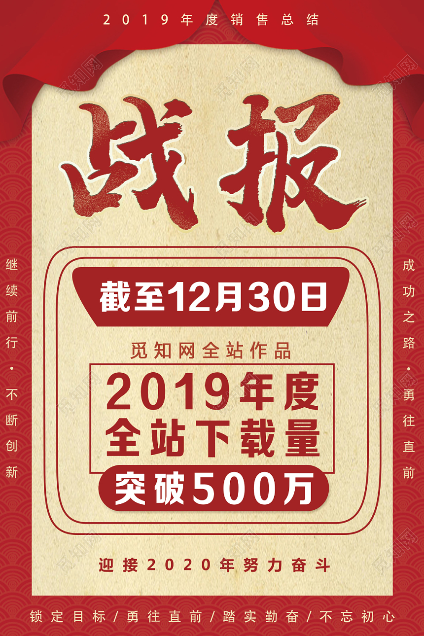 红底图简约风战报奖杯海报