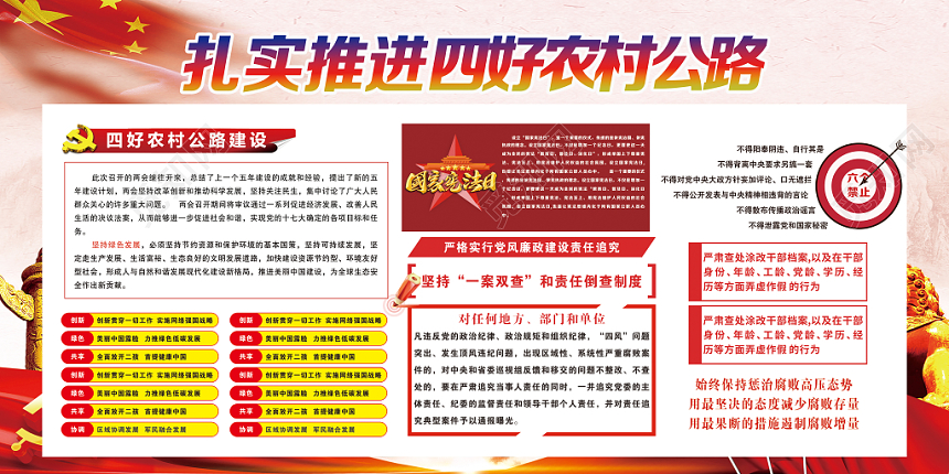大气党政党建党课宣传栏扎实推进四好农村公路展板