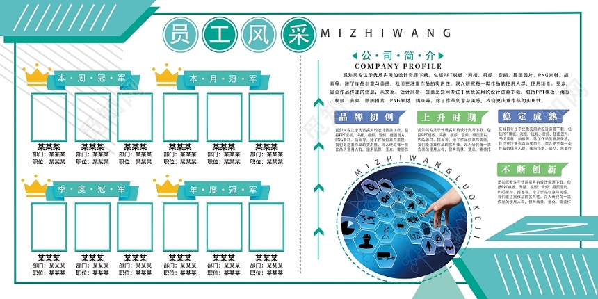 绿色简单文艺风员工风采展板