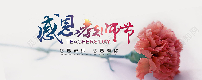 粉色简约感恩教师节贺卡邀请函