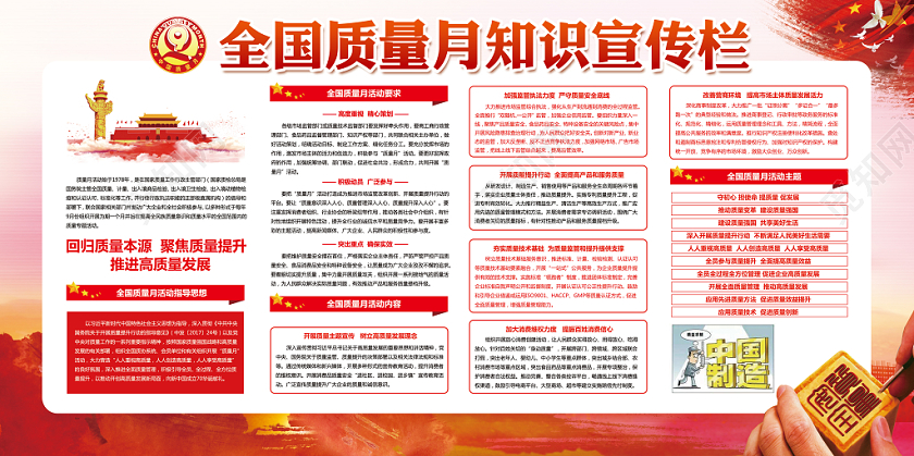 水彩简约2019全国质量月主题教育宣传栏设计