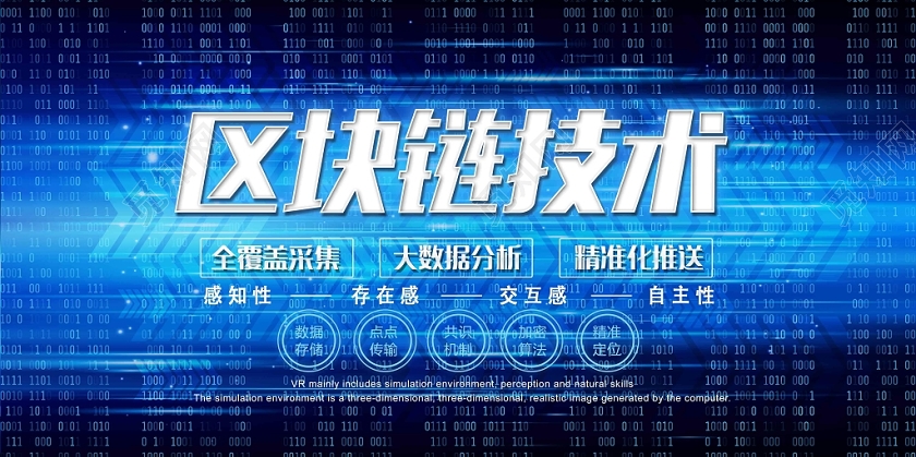 蓝色经典大数据区块链技术宣传展板