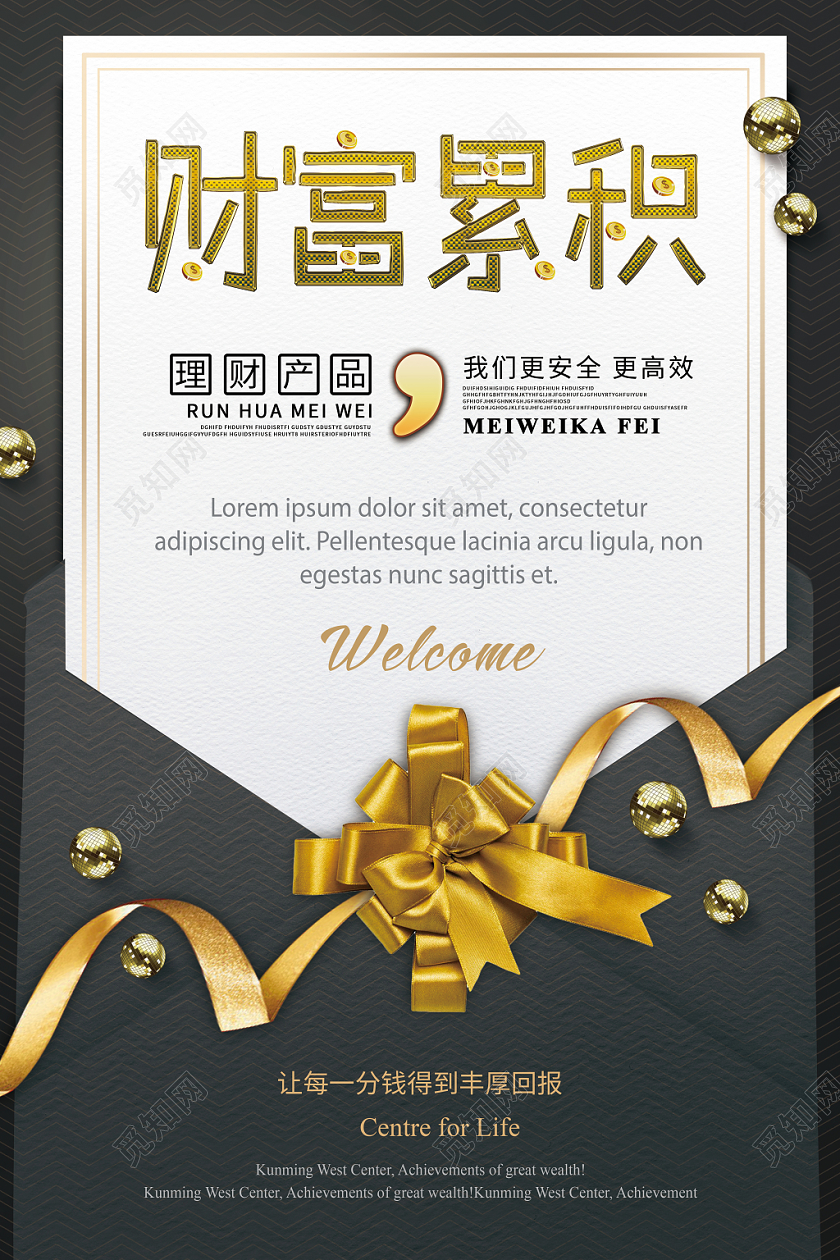 黑色风格高档银行财富累积理财产品海报宣传