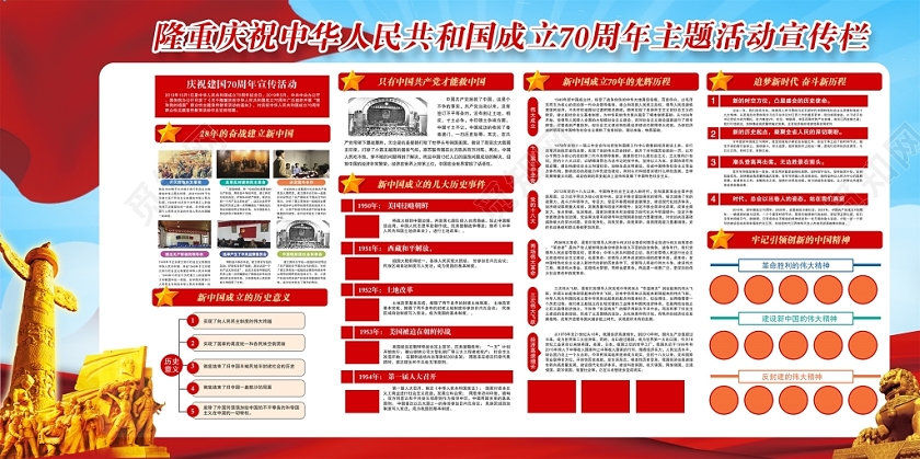 红色大气隆重庆祝新中国成立国庆节宣传栏设计
