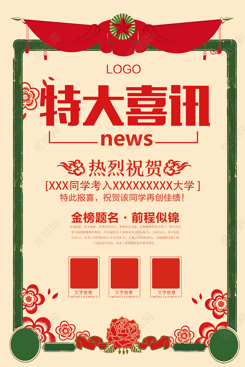 复古风特大喜讯宣传海报