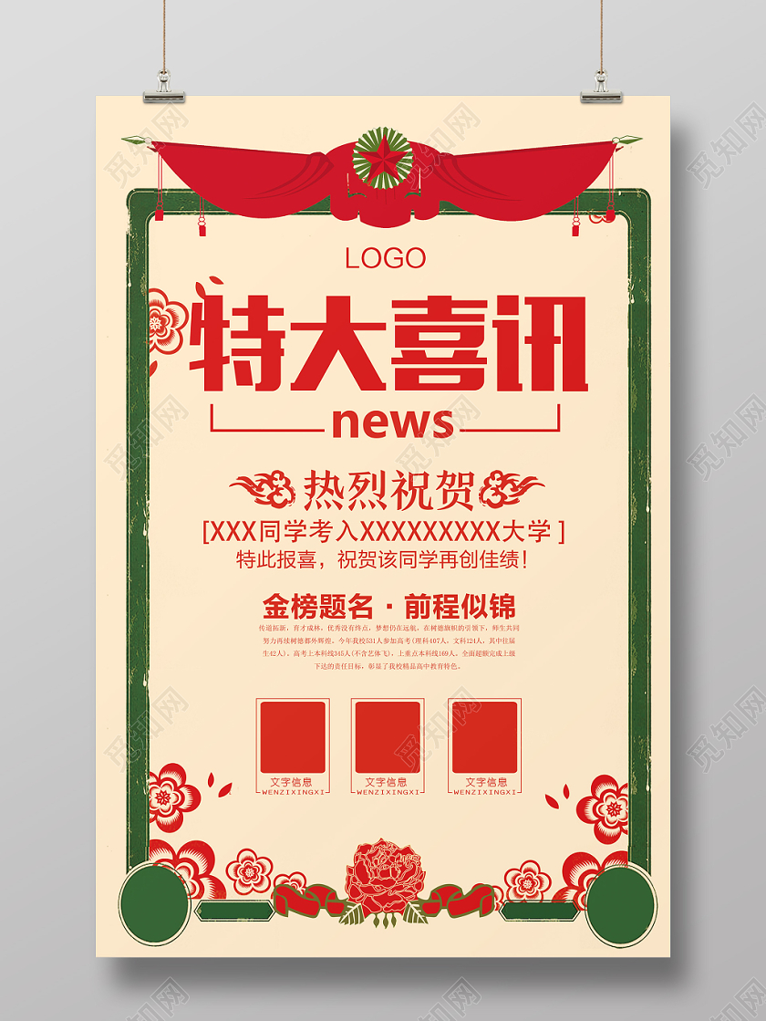 复古风特大喜讯宣传海报