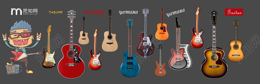 时尚吉他培训机构背景墙文化墙背景展板设计模板