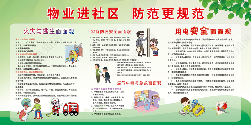 绿色清新物业小区安全宣传单面展板