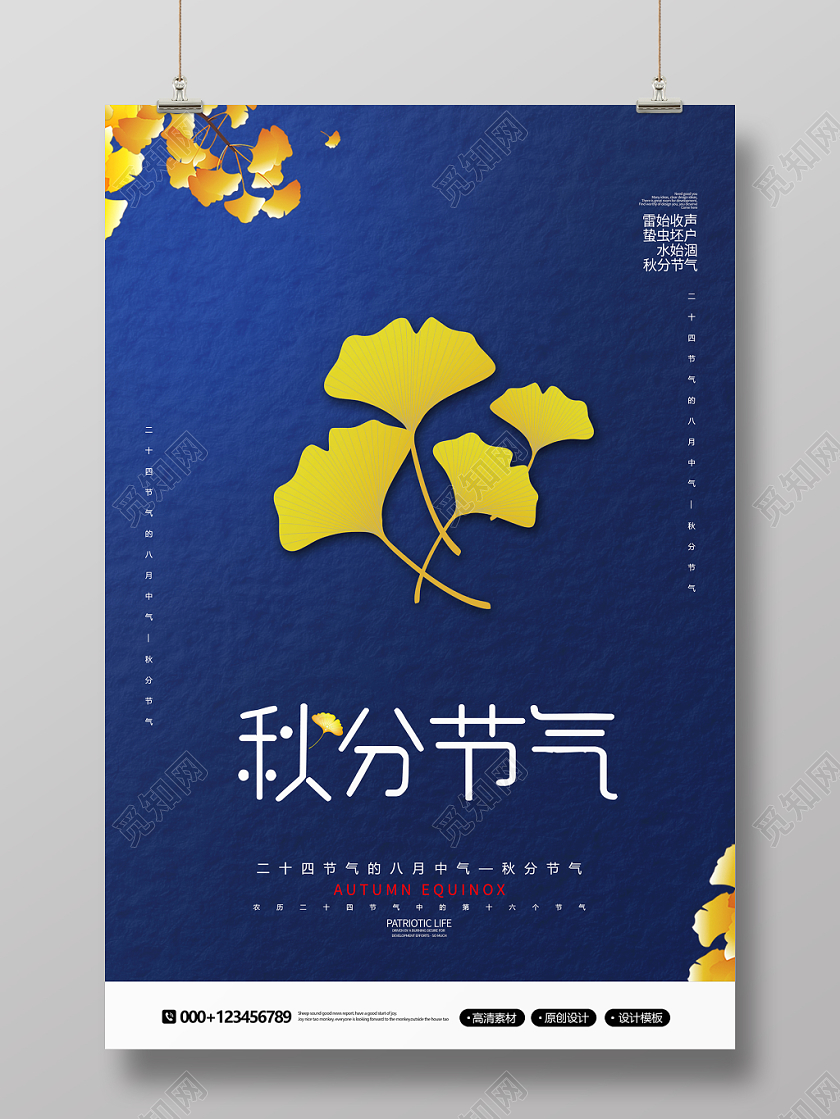简约时尚中国传统二十四节气秋分节气海报