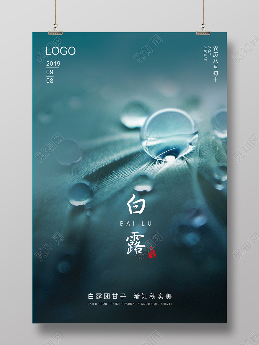 白露二十四节气创意简约海报