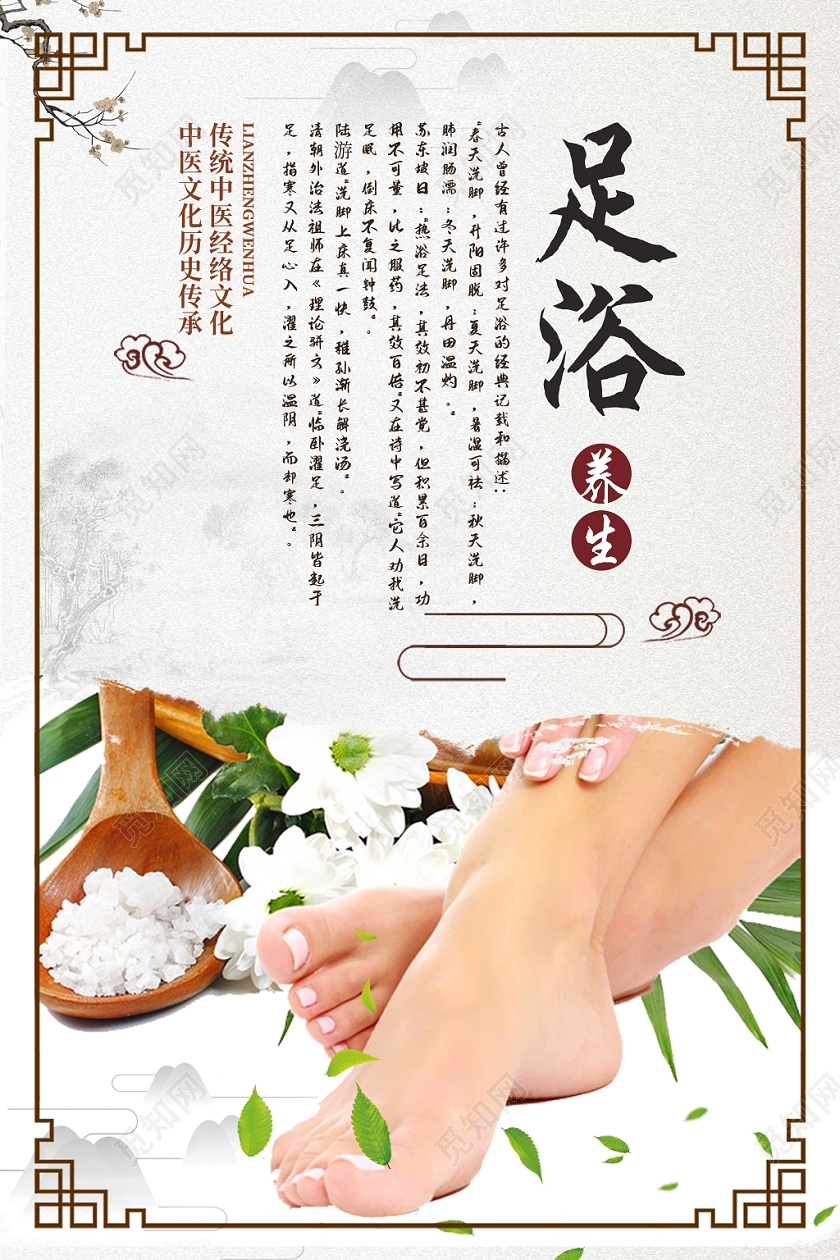 简约传动中医足浴养生展板
